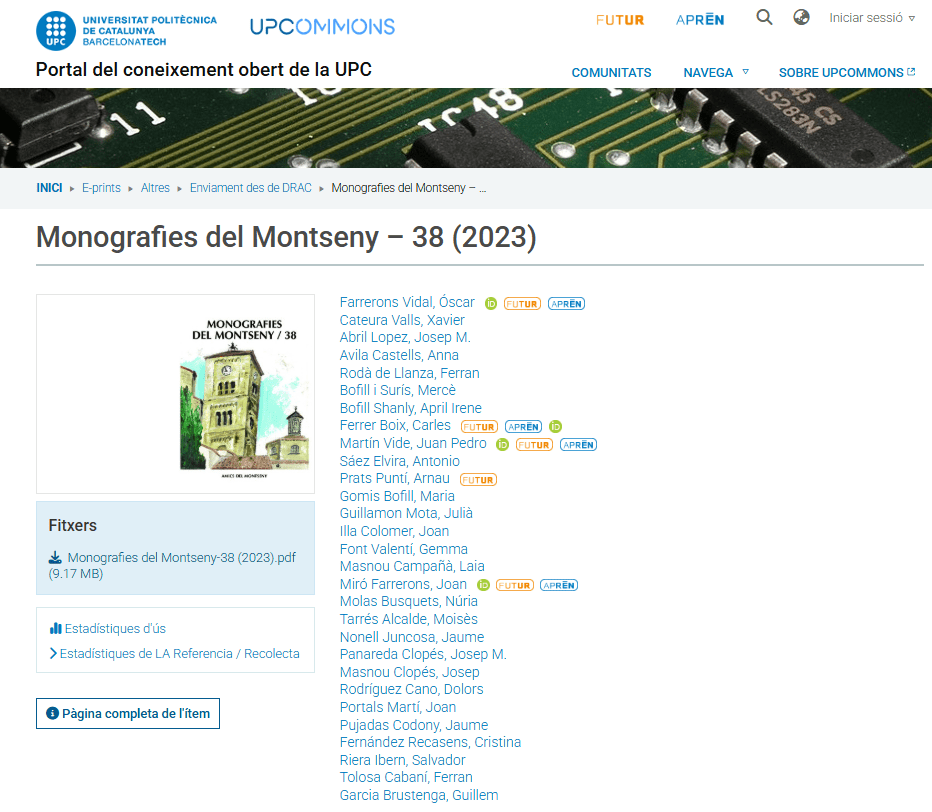 Pàgina de la publicació, a UPCOMMONS