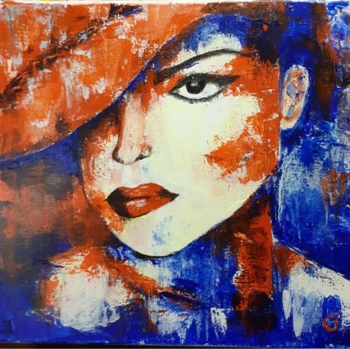 "Red hat" acrílic de Guillem Garcia Brustenga a Terrassa