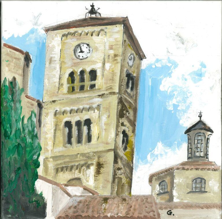 "Campanar de Taradell" acrílic de Guillem Garcia Brustenga a Terrassa