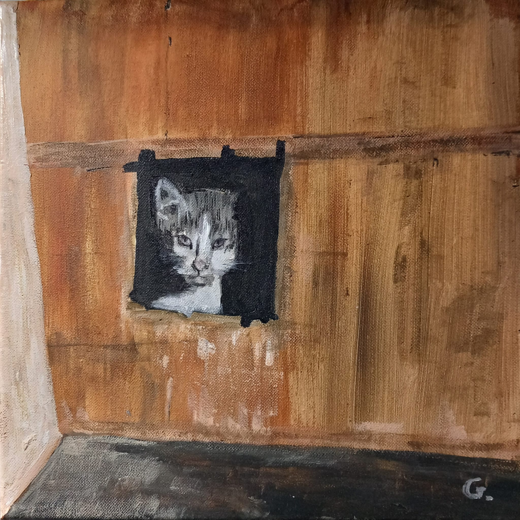 "Gat" acrílic de Guillem Garcia Brustenga a Terrassa