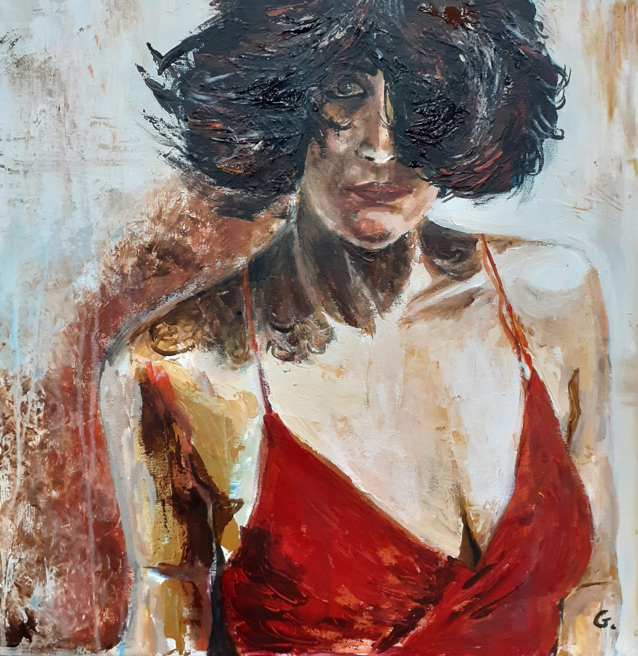 "Roig" acrílic de 50x50 Guillem Garcia Brustenga a Terrassa