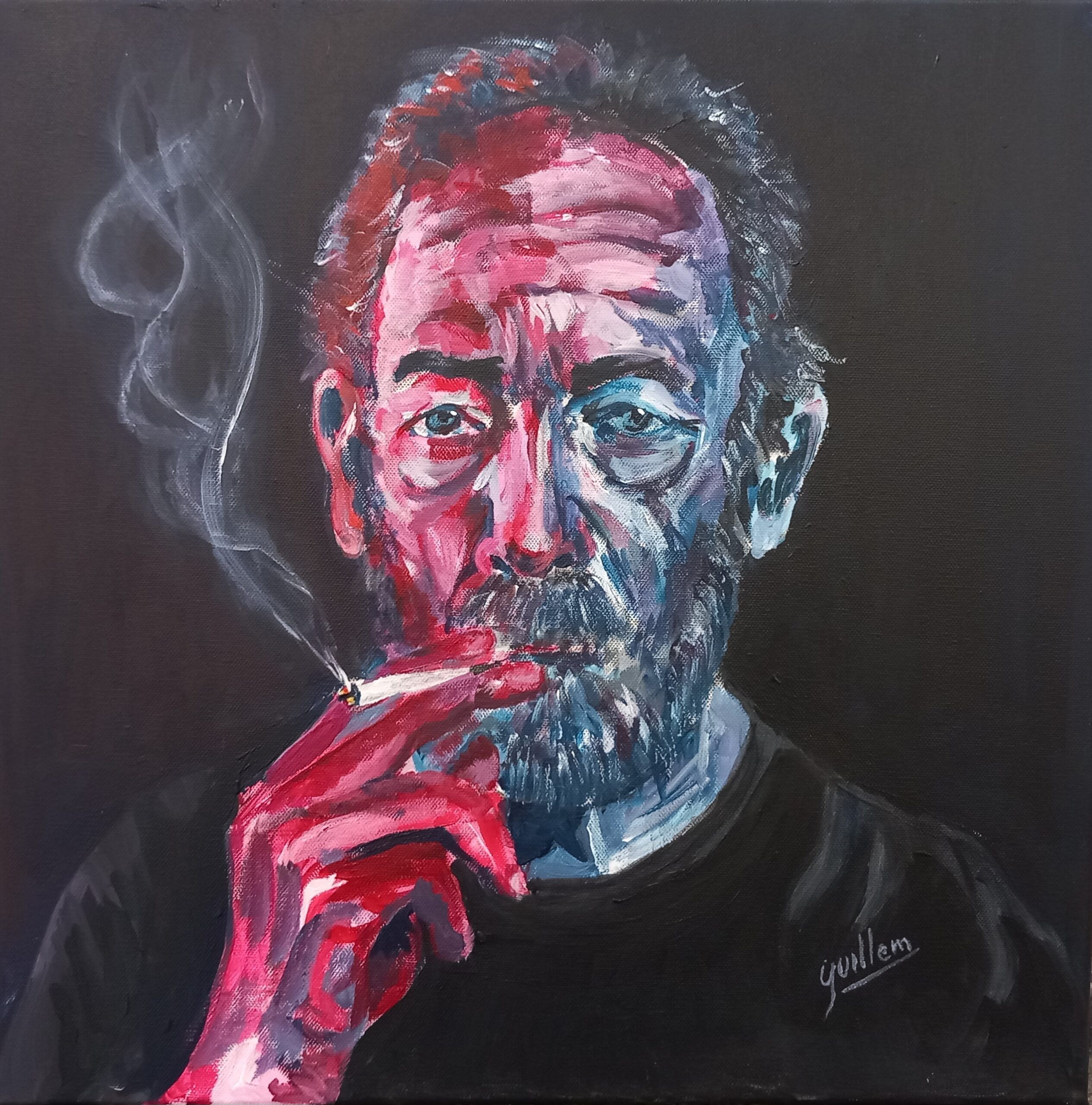 "Fumar taca" acrílic 50x50 de Guillem Garcia Brustenga a Terrassa