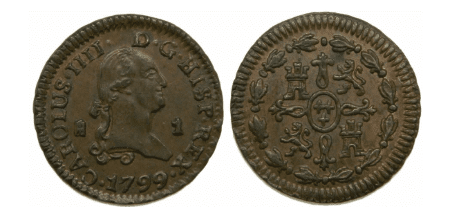 Els retrats que em miren: La saga dels Garcia 3 Moneda d’1 maravedí de Carlos IV, Segovia 1799 (blognumismatico.com/)