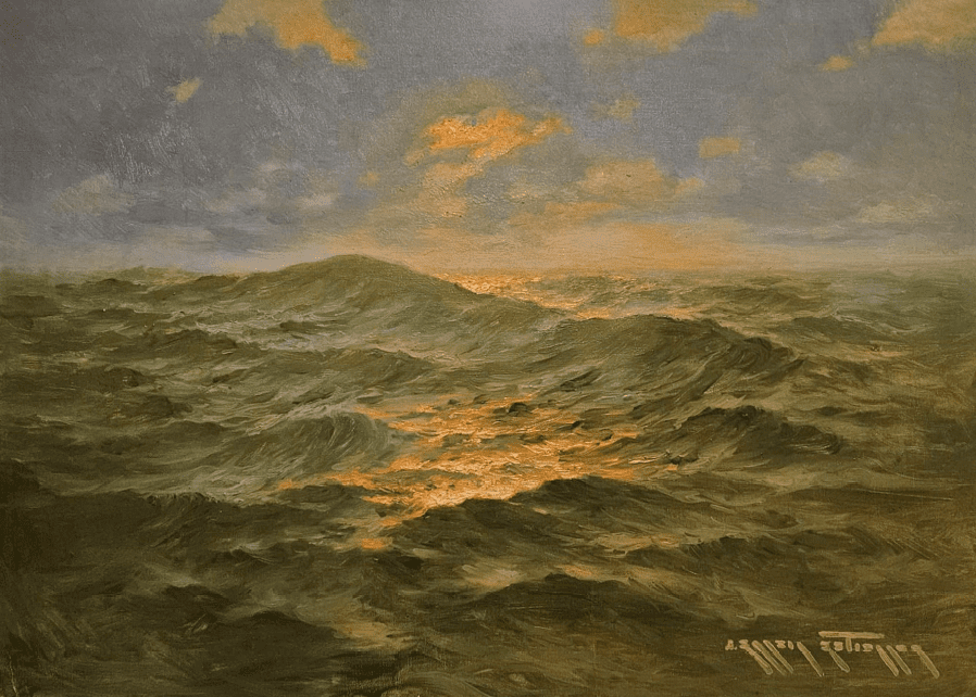 Els retrats que em miren: La saga dels Garcia 10 Oleaje con brillo cobrizo. Oli sobre tela. Júlio García Gutérrez