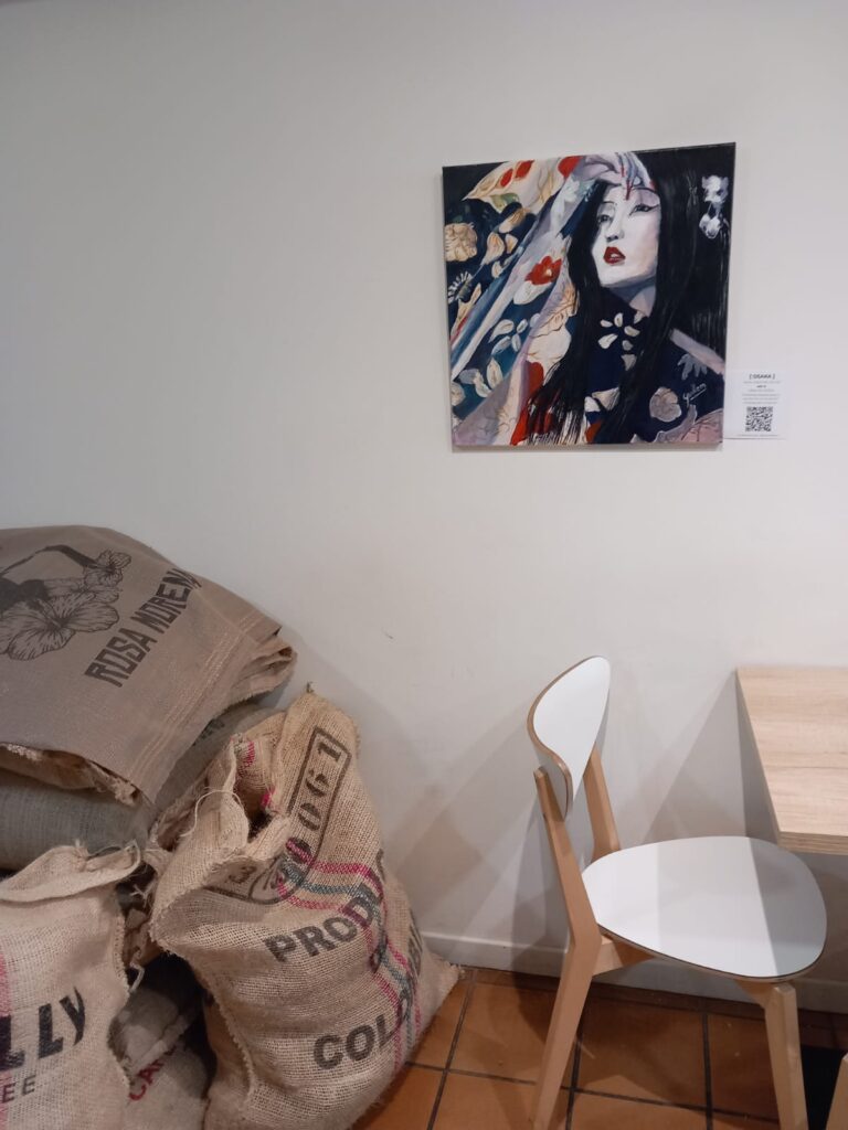 Detall de l'exposició a Baristes, Terrassa