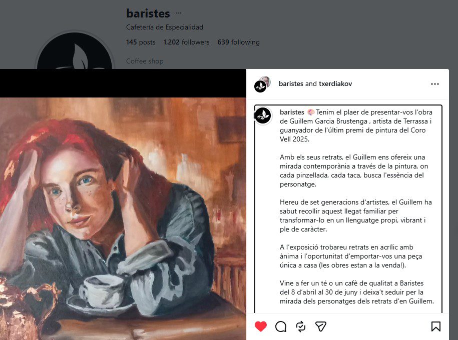 Exposició de Guillem Garcia Brustenga a Baristes de Terrassa